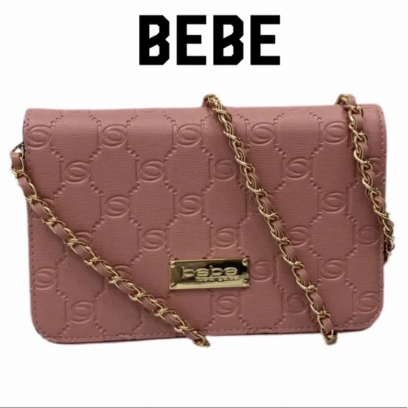 Bebe mauve crossbody with gold & mauve chain - Picture 2 of 14